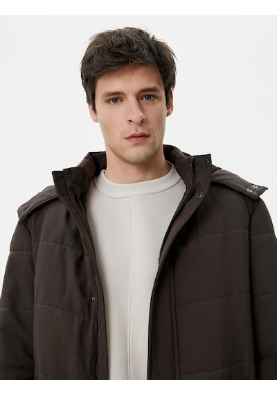 Koton Anorak Mont Kapşonlu Cep Detaylı Fermuarlı Kahverengi 4wam00022hw Kahve