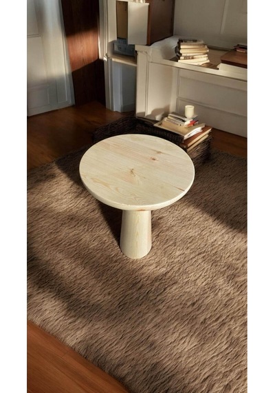 Simillo Wood Wooden Ahşap Tekli Mantar Yan Sehpa Modern Açık Ceviz Renk Fiskos Kahverengi