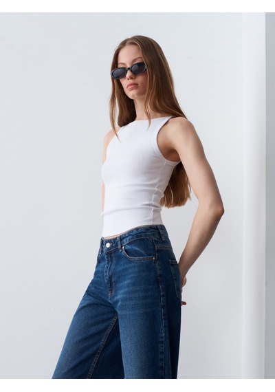 Dilvin 32892 Halter Yaka Top-beyaz