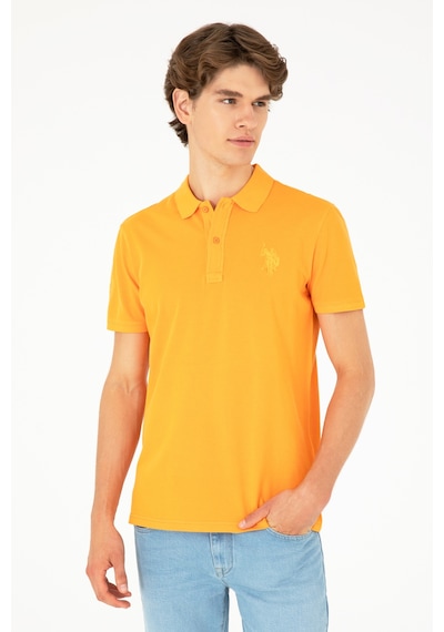 U.S. Polo Assn. Erkek Slim Fit Polo Yaka Turuncu Basic Tişört 50279591-VR051