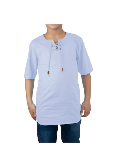 Eliş Şile Bezi Kısa Kol Şile Bezi Zımbalı Erkek Çocuk Tshirt Buz Mavi 3027