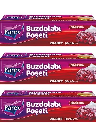 20'li Buzdolabı Poşeti Büyük Boy 30 X 45 Cm Üçlü Paket