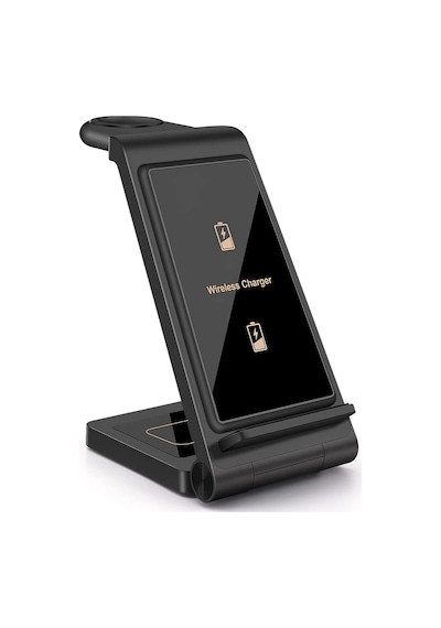 Microcase Apple Uyumlu iPhone-iOS Watch-Airpods 3in1 Manyetik Şarj Standı Siyah AL3697