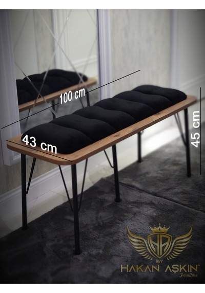 By Hakan Aşkın Metal Ayaklı Atlantik Lüx Bench Babyface Puf & Bench Tekli Atlantik Baby Face