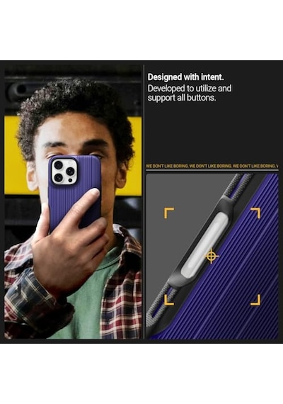 Pro Max Magsafe Kılıf Dual Grip Mag Hava Kanalı Teknolojisi Askeri Sınıf Koruma Braided Blue Dokulu Yüzey Kapak - Diğer