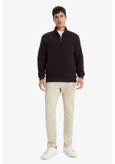 Defacto Regular Fit Yarım Fermuarlı Sweatshirt E9629ax25aubn337 Kahve-bn337