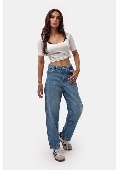 it's basic Kadın Mavi 4s6-4 Relax Fit Esnek Kumaş Denim Jean