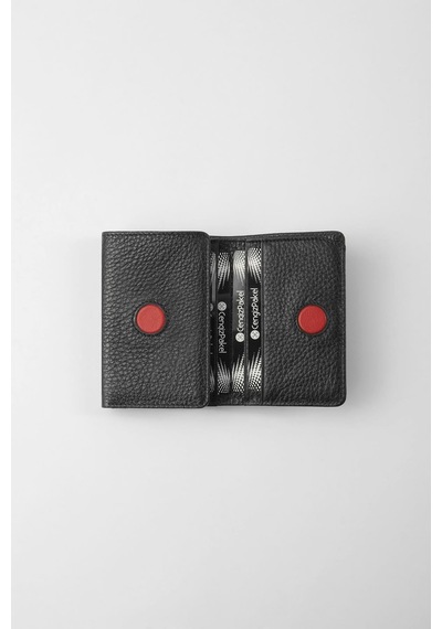 Cengiz Pakel Hakiki Deri Gizli Mıknatıs Detaylı Unisex Cüzdan - 13708 - Siyah 13708-siyah