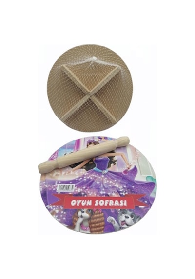 24cm Resimli Ahşap Oyun Sofrası Ekmek Tahta Çok  Renkli
