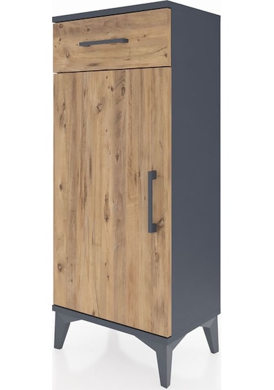 Arges Komodin 2 Raflı Tek Çekmeceli Tek Kapaklı 44x30x106 Antrasit-çam Antrasit