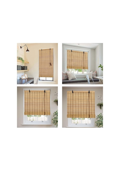 Ahşap Doğal Bambu Katlamalı Stor Perde Güneş Kırıcı Dekoratif Bahçe Balkon Ev Pencere Güneşlik Açık Kahver Diğer