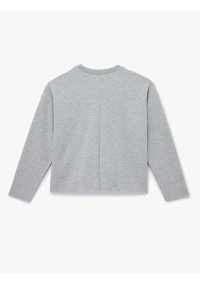 Koton Uzun Kollu Bisiklet Yaka Basic Sweatshirt Gri 6wak10092ek Gri