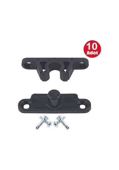 Pvc Kapı Pencere Sineklik Antrasit Plastik Çıt Çıt Kilit Menteşe Büyük Boy 5cm -10 Adet