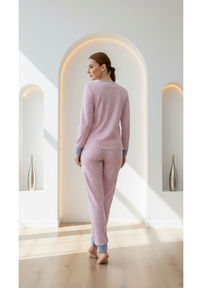 Divinus Ayıcık Desenli Patlı Pembe Kadın Pijama Takımı Pembe