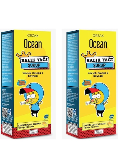 Ocean Balık Yağı Şurubu Karışık Meyve Aromalı Kral Şakir 2 x 150 ML