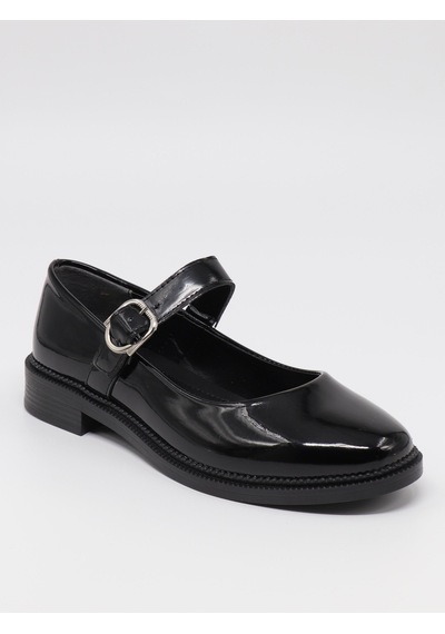 Nesilshoes Nesil Shoes Süha 250 Siyah Rugan Tokalı Balerin Kadın Babet