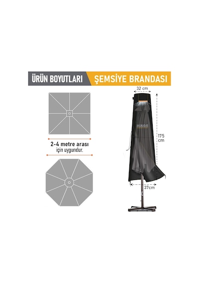 Haegs Bahçe Şemsiye Kılıfı, Veranda Parasol Konsol Şemsiyesi Brandası, Koruma Örtüsü, Su Geçirmez, Hava Koşu Diğer