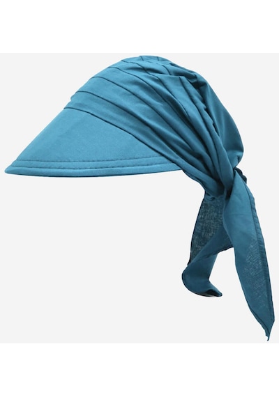 Külah Kadın Safari Bağlamalı Eşarp Siperli Bandana Plaj Şapkası - Standart Mavi