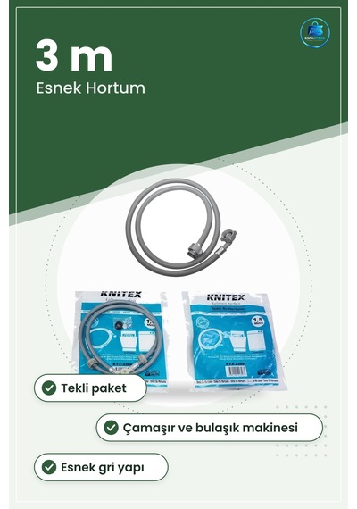 Temiz Su Hortumu Tekli 3 M Çamaşır Ve Bulaşık Makinesi Bağlantısı