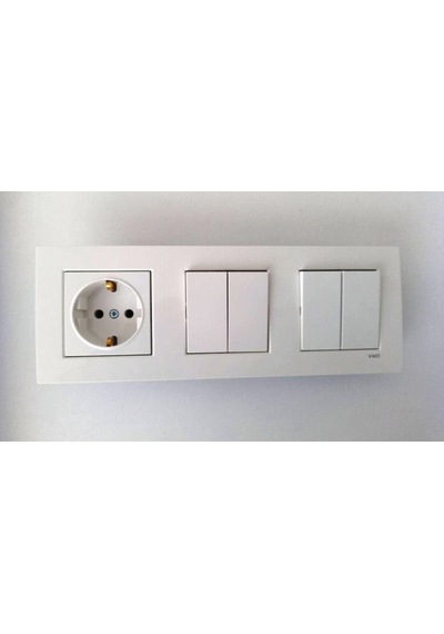 Viko Karre Beyaz 3lü Set Komütatör + Komütatör+ Topraklı Priz