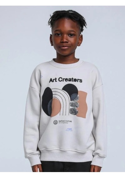 Jack Lions Erkek Çocuk Art Creators Yazılı İnce Şardonlu 2 İplik Sweatshirt-14256 Gri