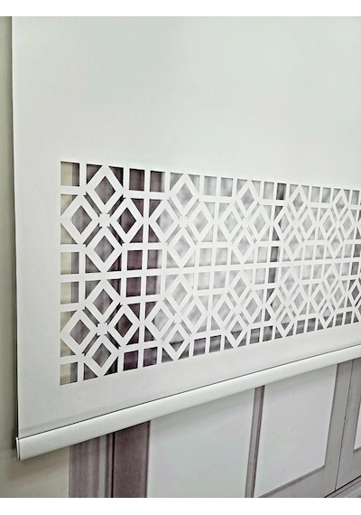 Stor Perde Desenli Lazer Kesim Kalın Kumaşlı Ml104 Beyaz
