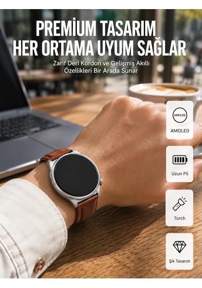 Amoled Ekranlı 10 Gün Kullanım Süreli Torch Özellikli Akıllı Saat Yeni Nesil