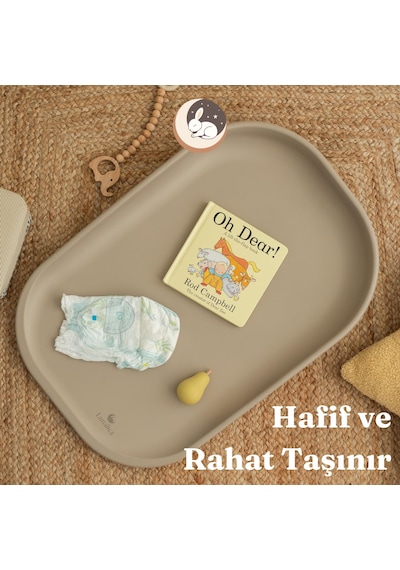 Lunalica Nora Bebek Alt Değiştirme Matı - 50x70cm, Bej, Kolay Silinir, Yenidoğan Şifonyer Üstü Alt Açma Pedi Minderi