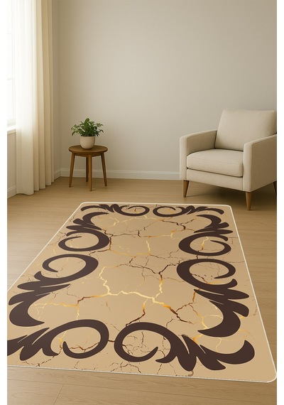 Modern Desenli Dijital Baskı Kaymaz Taban Halı H0181 Renkli
