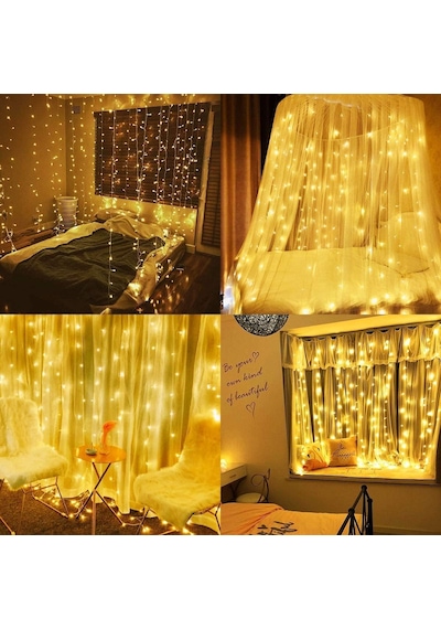 8 Fonksiyonlu Saçak Led Sarkıt 2x2 Metre Eklenebilir Süsleme 180 Işık Yılbaşı Standart