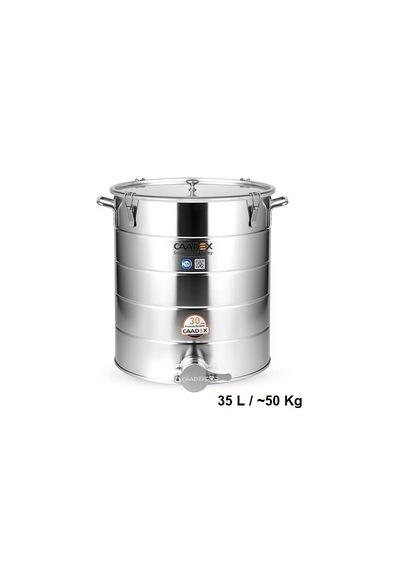 Caadex Bal Dinlendirme Kazanı, Paslanmaz Musluklu, Paslanmaz, 35 L / 50 Kg, Cx-camcs50