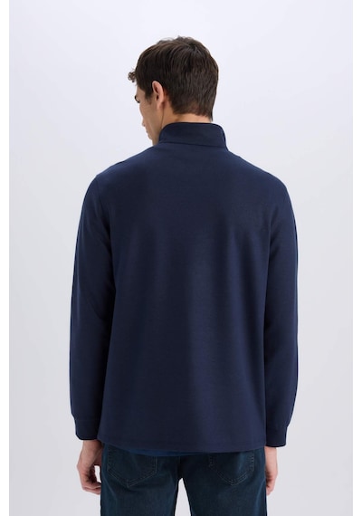 DeFacto Regular Fit Dik Yaka Yarım Fermuarlı Basic Düz Sweatshirt D7226AX25SPNV64