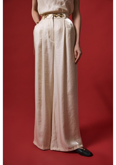 Sateen Aura Pantolon - Taş-137310