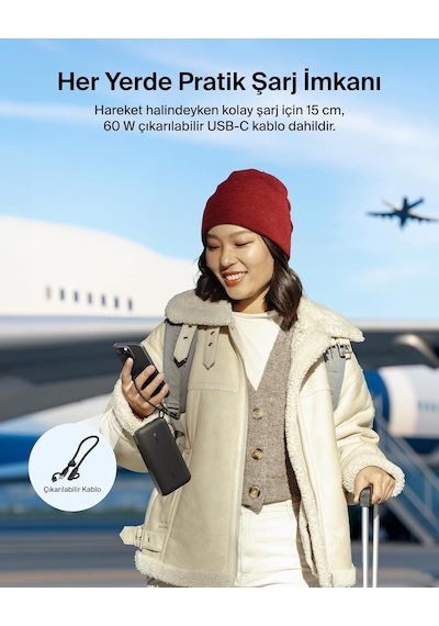 Belkin Boostcharge Power Bank 20000 Mah Display, Pd 20w Usb-c Kablolu Siyah