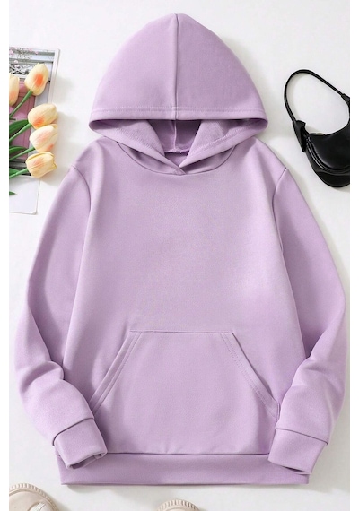 Uyguntarz Unisex Oversize Love Yourself Baskılı Sweatshirt Lila