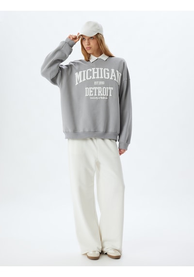 Koton Bisiklet Yaka Sweatshirt Oversize Kolej Baskılı Uzun Kollu Şardonlu Gri 5wal10181ık Gri Koton Bisiklet Yaka Sweatshirt Oversize Kolej Baskılı Uzun Kollu Şardonlu Gri 5wal10181ık Gri