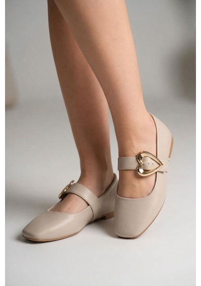Papuçcity Fendi 03468 Kadın Günlük Babet Krem
