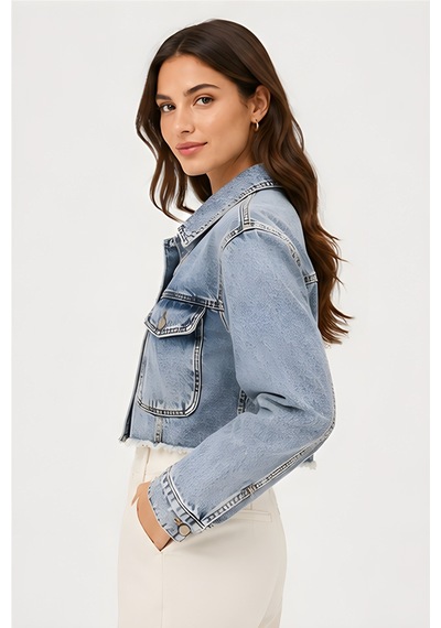 Lili Woman Kadın Crop Denim Kot Ceket Yıkamalı Ty.jct01m Mavi