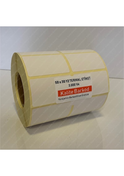 50X30 Yanyan 2'Li Termal Etiket Rulo Barkod Etiket Kalite B