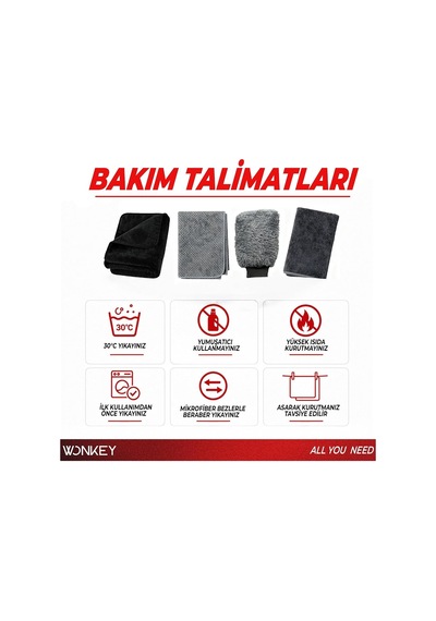 Wonkey - Peluş Araba Yıkama Ve Temizlik Eldiveni, Mikrofiber Oto Yıkama Eldiven, Çift Taraflı Araç Detay Eldiveni