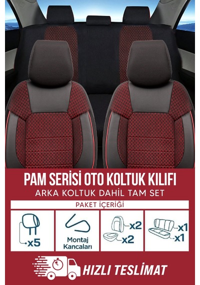 Smrautoaccessory Pam Serisi Oto Koltuk Kılıfı Bordo