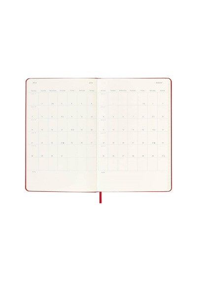 Moleskine 12 Ay Haftalık Ajanda L Boy 13x21 Cm Sert Kapak Kızıl Kırmızı Kırmızı