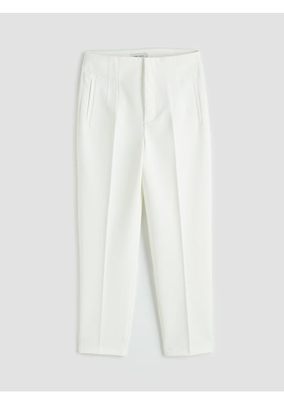 Lcw Eco Beyaz Yüksek Bel Dar Fit Kadın Gabardin Pantolon