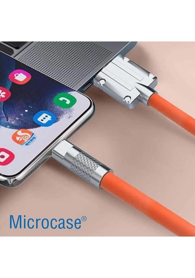 Ios Iphone Ipad Uyumlu Lightning Metal Başlıklı 120w 3.4a Hızlı Şarj Kablosu Turuncu-al4387 Standart