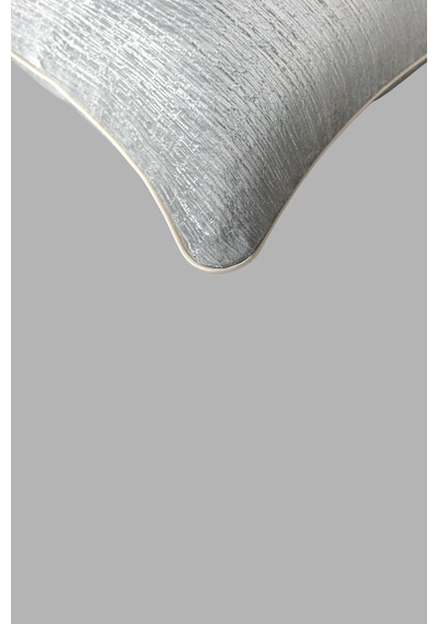 Kırlent Kılıfı Çizgili Desenli Jakarlı Dokuma Kumaş 2'li 45x45 Ve 35x50 Çift Taraflı Biyeli Açık Gri