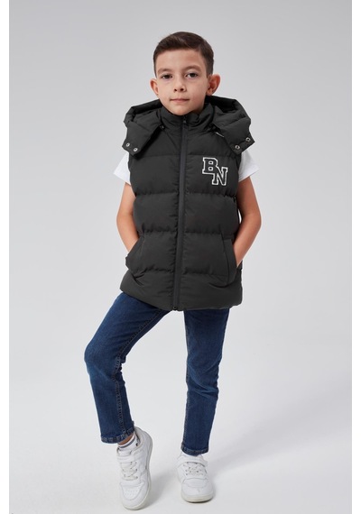 Benitto Kids Kapüşonlu Erkek Çocuk Şişme Yelek 51310 Gri