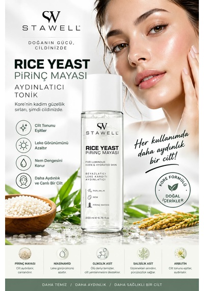 Kore Formüllü Pirinç Mayası Aydınlatıcı Tonik 200 Ml - %10 Niacinamide & %5 Arbutin Leke Karşıtı Bakım