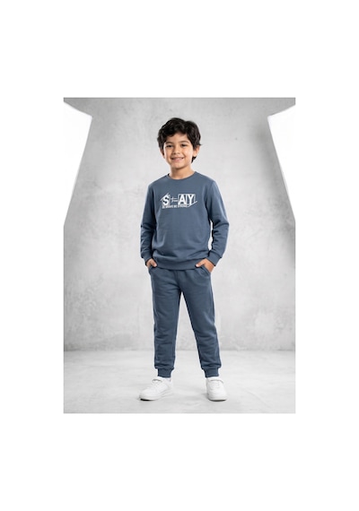 Deniva Kids Erkek Çocuk Mavi "stay" Baskılı Eşofman Takımı Alt-üst Set