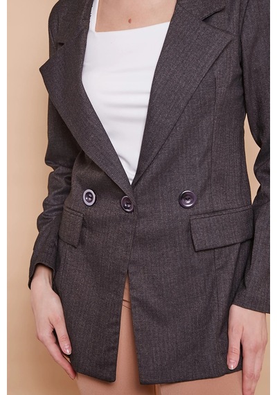 Rahat Kesim Yakalı Cep Kapaklı Kolları Düğmeli Pamuklu Kumaş Uzun Blazer Ceket-antrasit Antrasit Rahat Kesim Yakalı Cep Kapaklı Kolları Düğmeli Pamuklu Kumaş Uzun Blazer Ceket-antrasit Antrasit