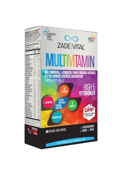 Zade Vital Multivitamin Takviye Edici Gıda 30 Bitkisel Kapsül